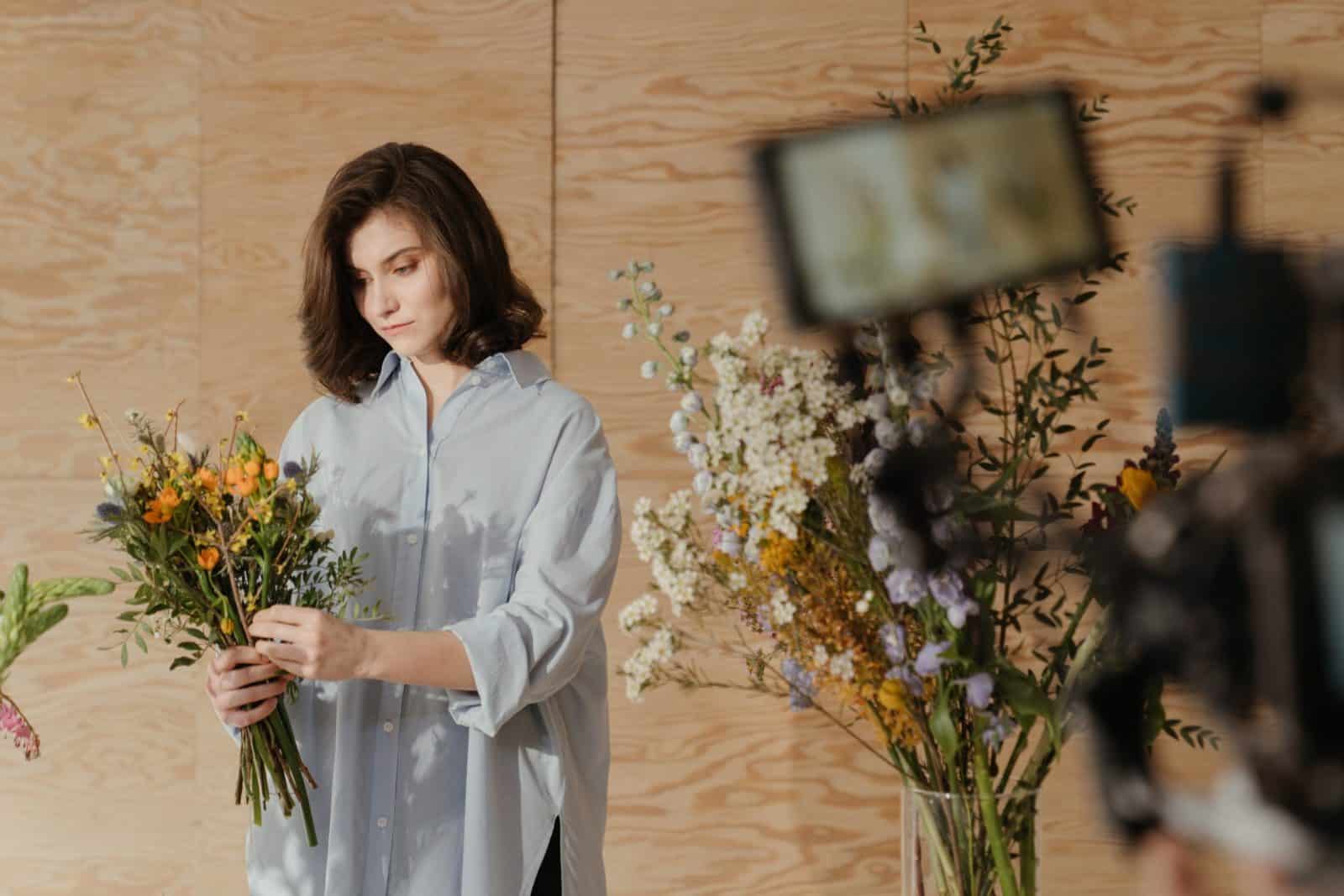 lady holding flowers